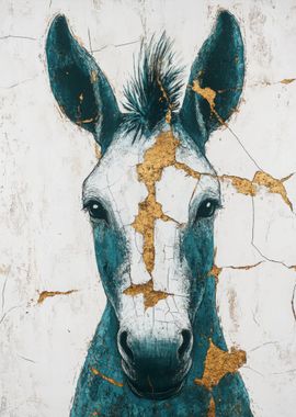 Teal Donkey Painting