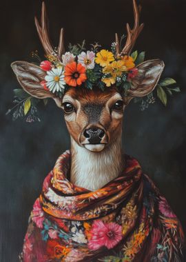 Floral Deer Portrait