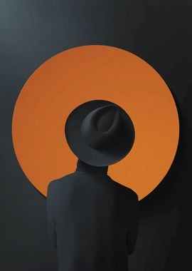 Silhouette with Orange Circle