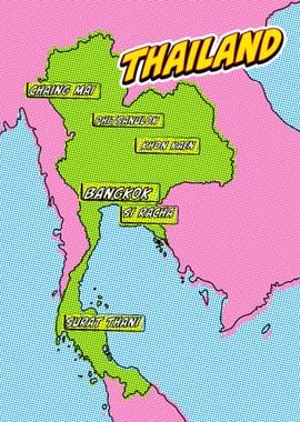 Thailand Map Pop Art