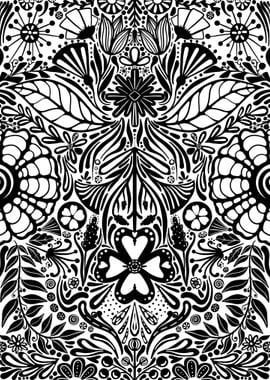 Black and White Floral Pattern