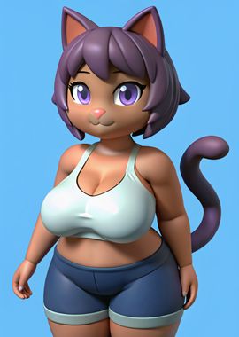 3D Busty Cat Girl In Sportswear