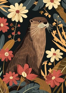 Otter in Floral Paradise