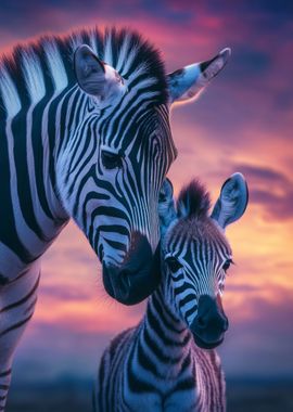 Zebra Family Sunset