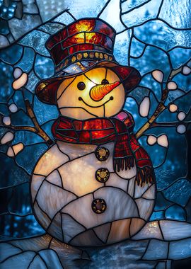 Stained Glass Snowman