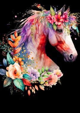 Floral Horse Watercolor