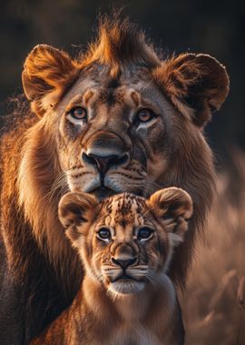 Lion and Cub Portrait