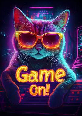 Gamer Cat in Neon