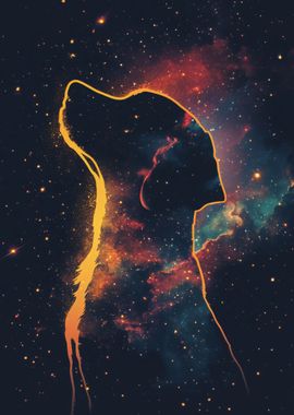 Dog Silhouette in Space