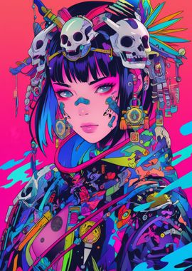 Cyberpunk Skull Girl