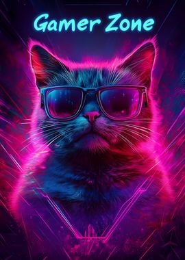 Gamer Cat in Neon