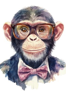 Chimp in Glasses and Bowtie