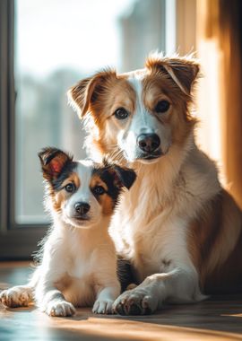 Two Dogs by Window