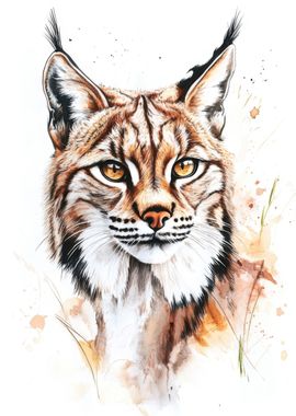 Lynx Watercolor Portrait