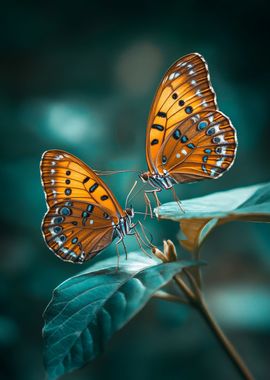 Two Butterflies on Leaf