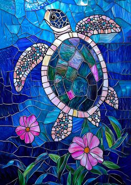 Stained Glass Sea Turtle