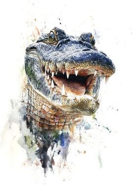 Smiling Alligator Watercolor