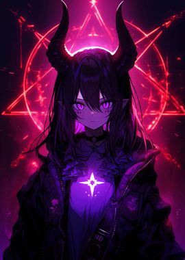 Anime Demon Girl with Pentagram