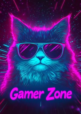 Gamer Cat Neon Art