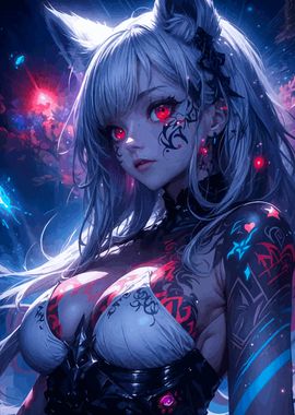 Anime Girl with Red Eyes