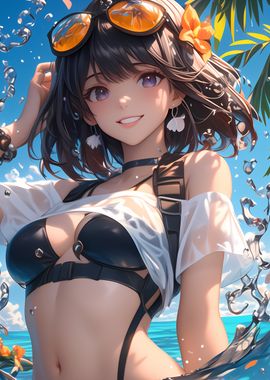 Anime Girl in Swimsuit Bikini