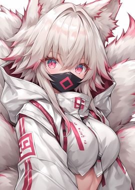 White Fox Girl Anime Art