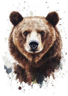 Watercolor Bear Portrait