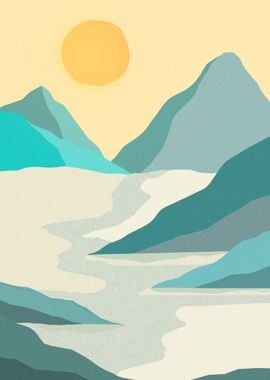 Abstract mountain landscape illustration