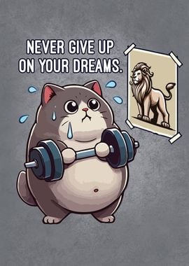 Motivational Cat Lifting Weights