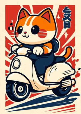 Cat on Scooter