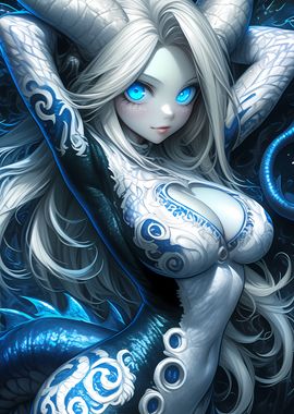 Blue-Eyed Dragon Anime Woman