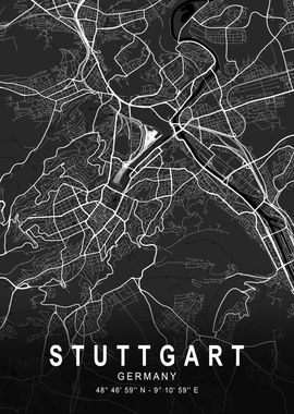 Stuttgart Dark City Map