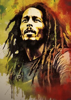 Bob Marley Watercolor Portrait