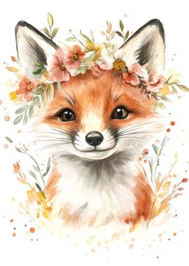 Fox with Floral Crown