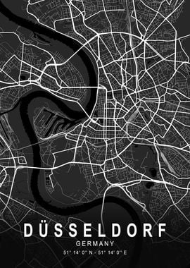 Düsseldorf Dark City Map