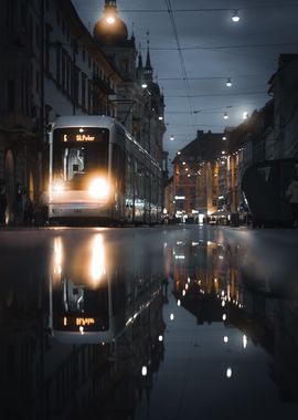 Tram Reflection in Graz