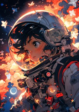 Astronaut Girl in Space