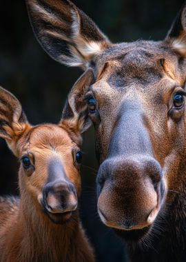 Moose and Calf Portrait