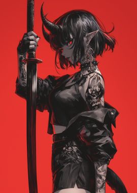 Demon Girl with Katana