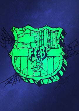 Spooky green Barca crest