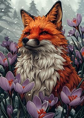 Fox in Winter Bloom