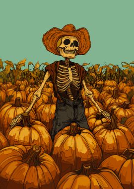 Skeleton Pumpkin Farmer