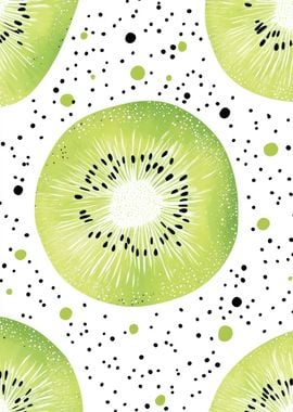 Kiwi Fruit Watercolor Pattern