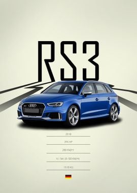 Blue 2018 Audi RS3