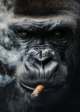 Gorilla Smoking Cigar