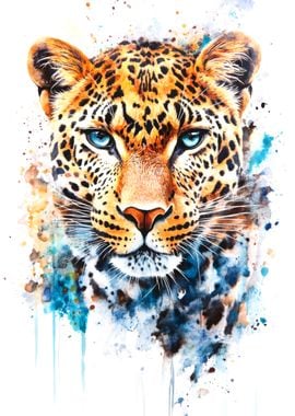 Leopard Watercolor Portrait