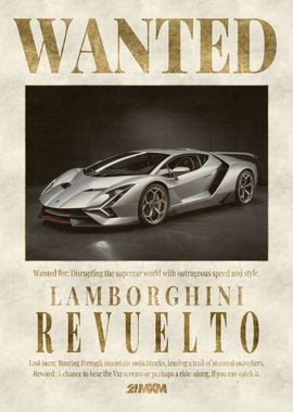 Lamborghini Revuelto Wanted Poster