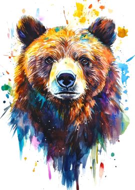 Watercolor Bear Portrait