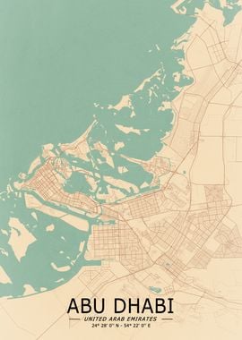 Abu Dhabi Vintage Map