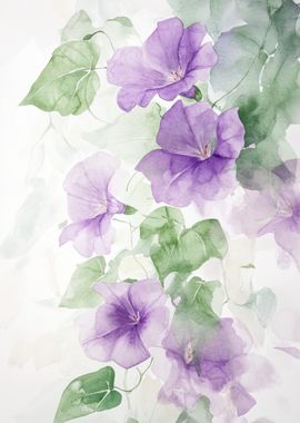 Watercolor Purple Flowers